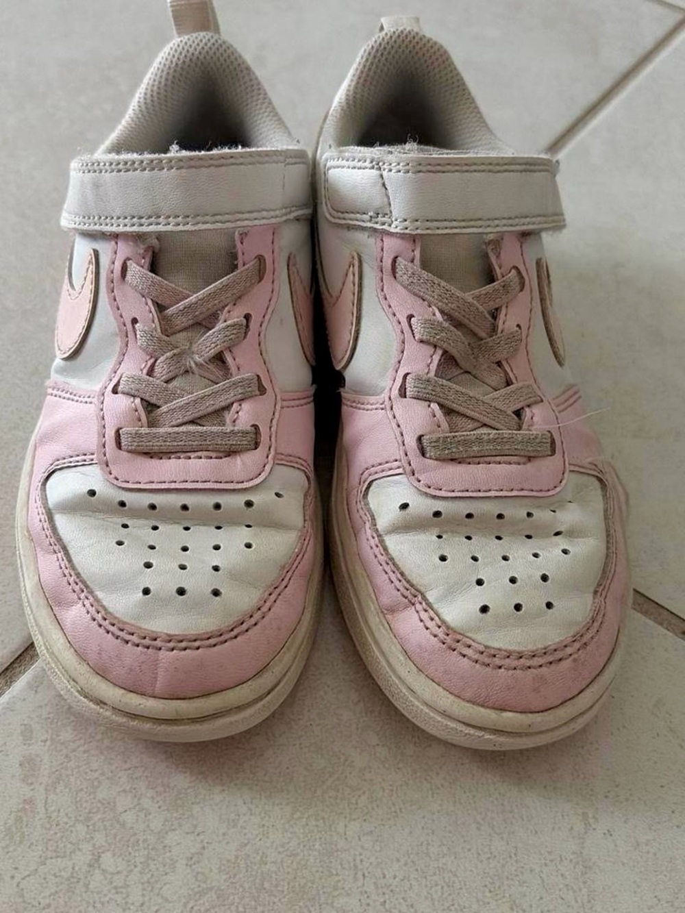 Nike Kids Pink and White Velcro Sneakers